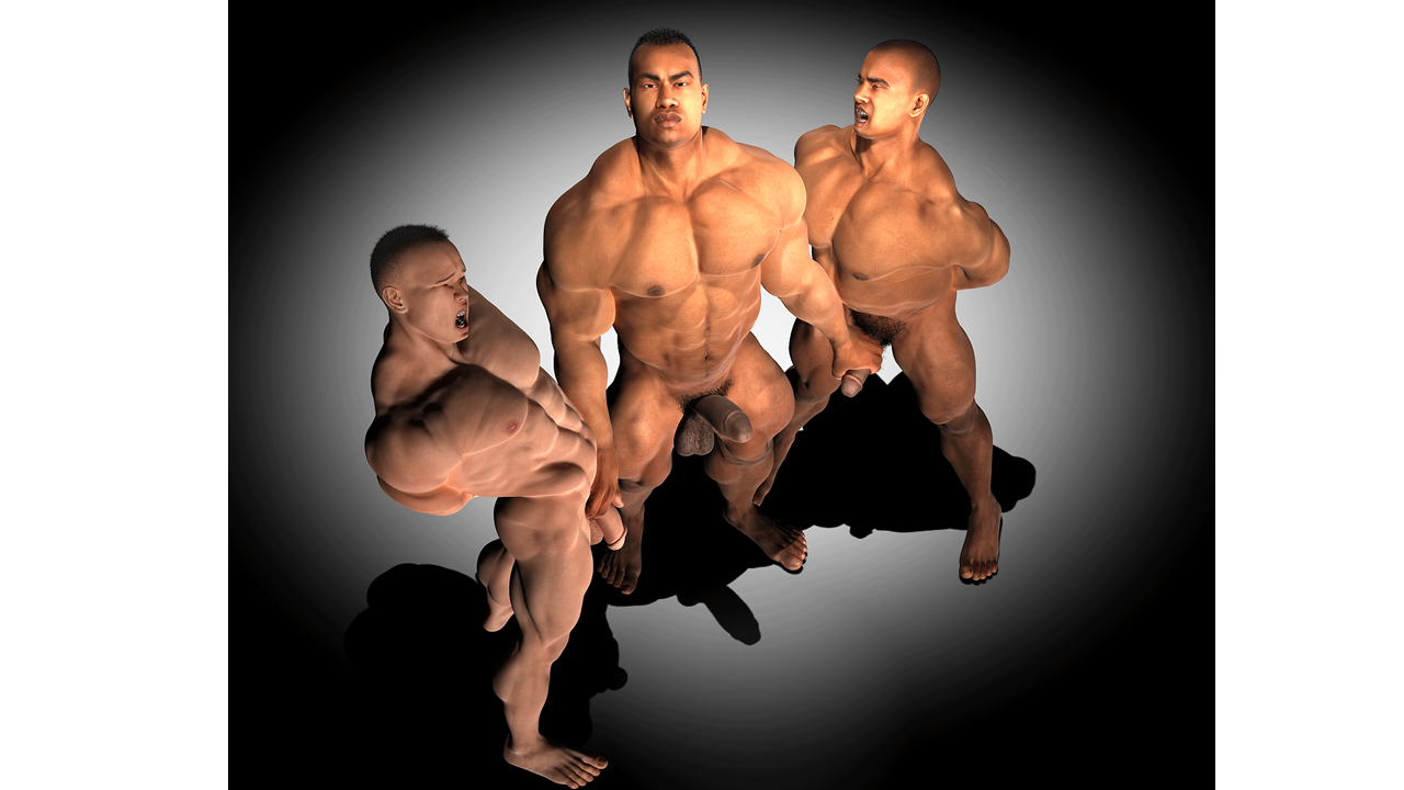 grabbing two men
