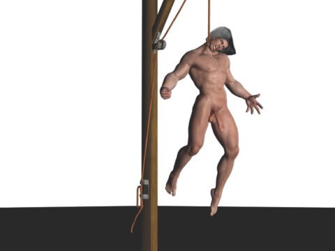 man hanged naked