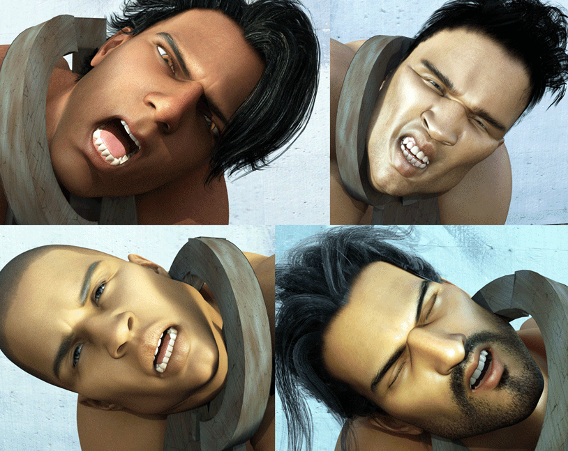 male faces during erotic cruelty from the story Savage Eyes